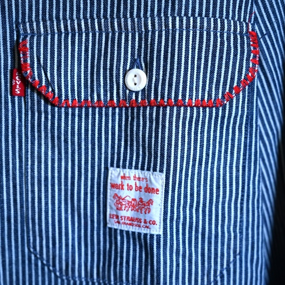 New Levi’s Men’s Workshirt – Striped, Contrasting Stitching - Picture 4 of 7